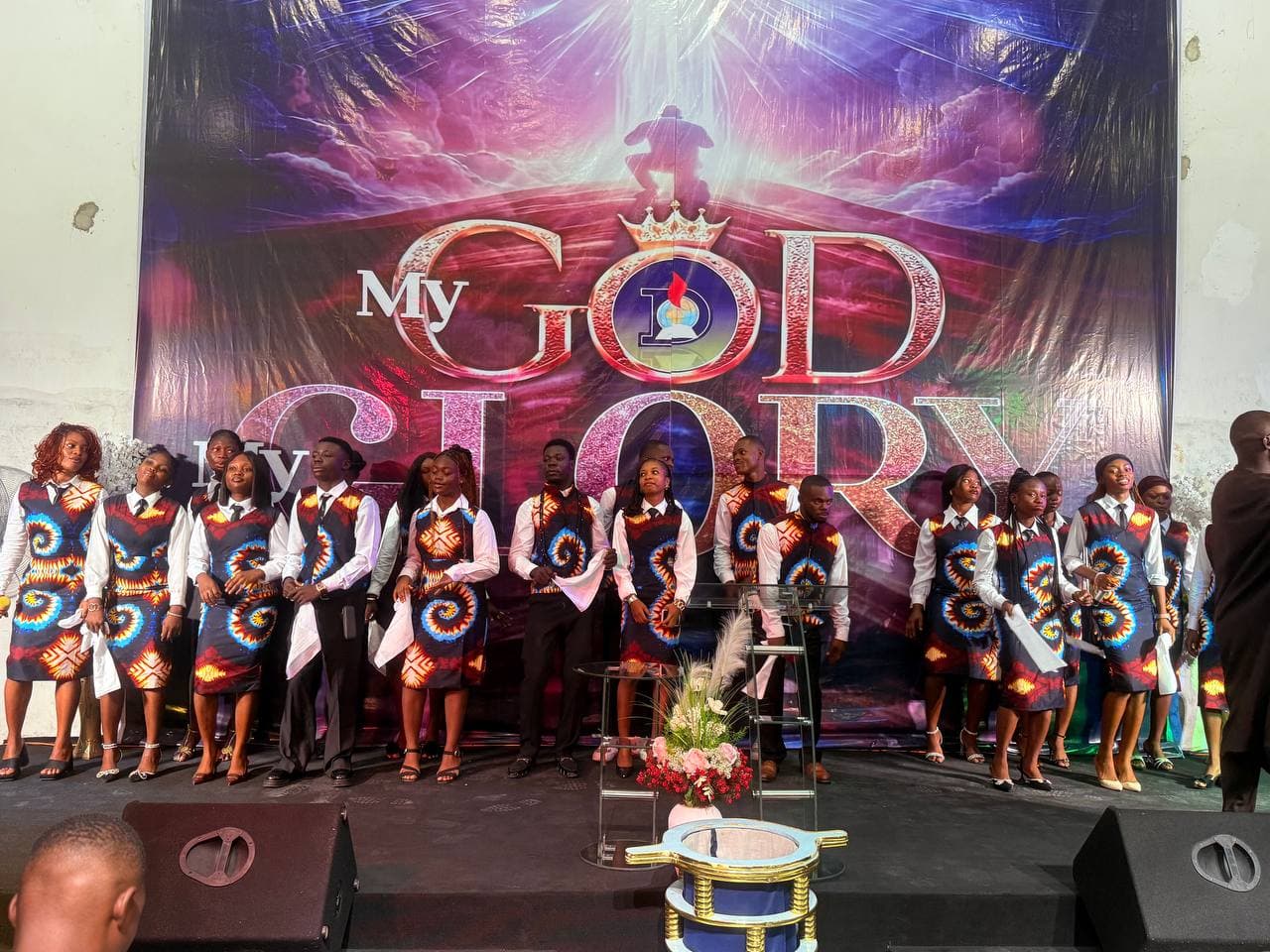 Congregation praying together